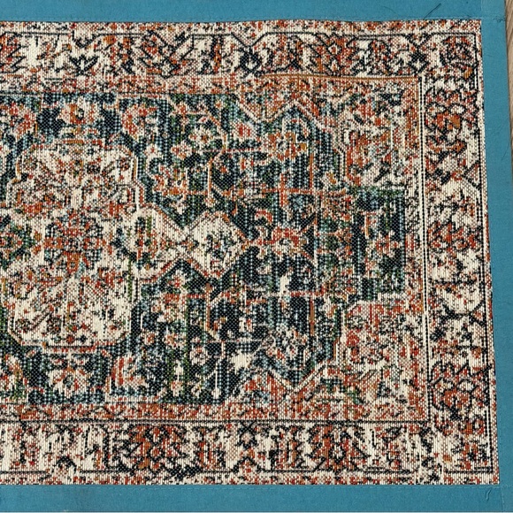 World Rug Gallery Teal Flatweave Rectangular Rug - Picture 2 of 10